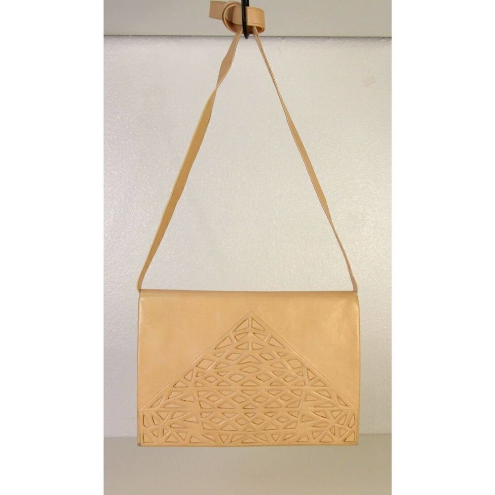 VTG ANDREA PFISTER ITALY CREAM BLUSH GENUINE LEATHER SHOULDER BAG XBODY PURSE - Picture 2 of 12